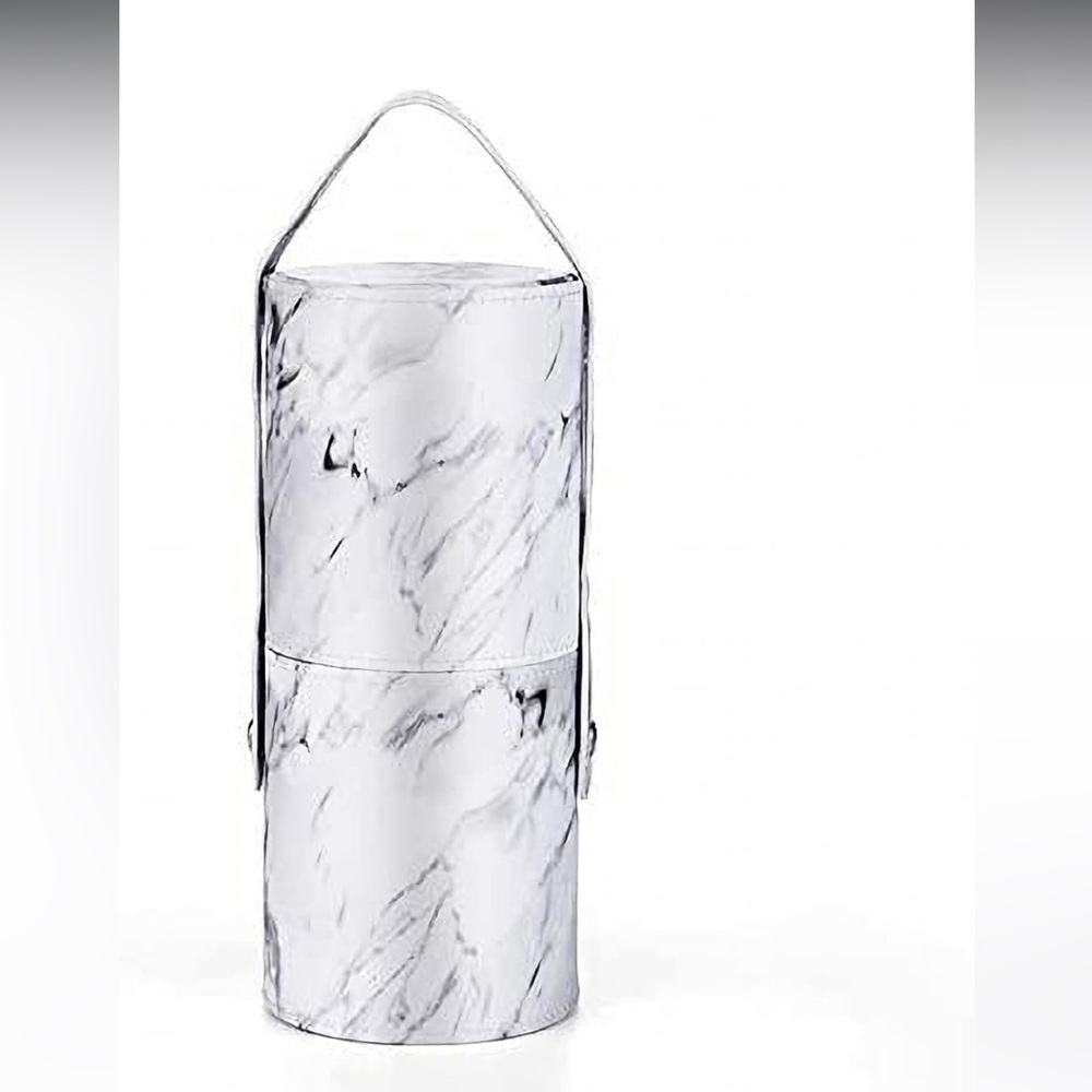 Makeup Brush Holder with Snap Closure in Marble